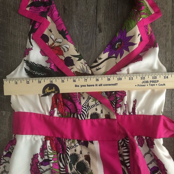 Tibi Halterneck Wrap Silk Collared Dress Animal Print With Pockets Size 2 - Picture 7 of 11